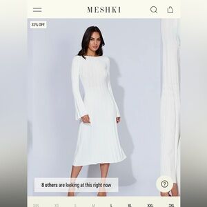 Juniper Flare Sleeve Knit Midi Dress - White Medium from Meshki